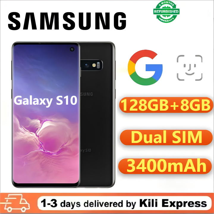 Refurbished Samsung Galaxy S10 4G Smartphones 128GB+8GB 6.1 "AMOLED Display 12MP+10MP Rear Triple Camera 3400mAh Type-C Fast Charging Dual SIM Fingerprint Unlock Mobile Phones