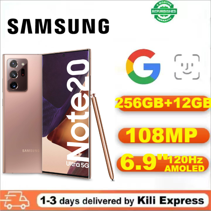 Refurbished Samsung Galaxy Note 20 Ultra 5G 6.9'' 12GB+256GB 108MP 4500mAh Fingerprint unlock phone Dual SIM 5G phone  Refurbished Phone SmartPhones Mobile Phones 256GB phone Samsung phone smartphone