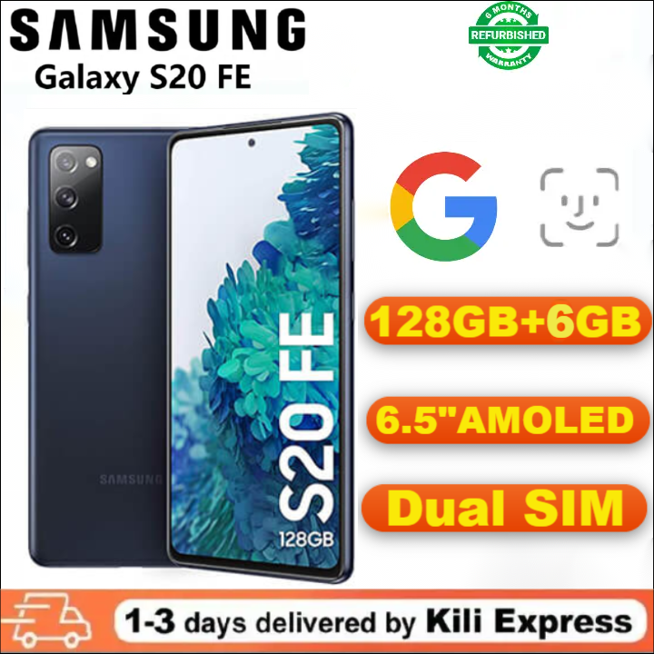 Refurbished Samsung Galaxy S20FE 5G 128GB RAM 6GB 6.5" 2G/3G/4G LTE 4000mAh Android 32MP + 12MP refurbished phone Smartphones Waterproof Google Smart Phones