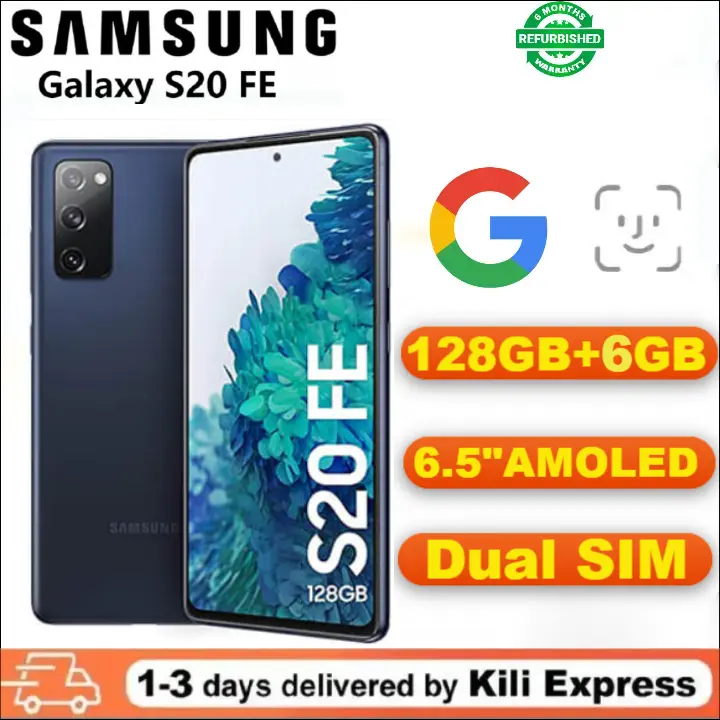 Refurbished Samsung Galaxy S20FE 5G 128GB RAM 6GB 6.5" 2G/3G/4G LTE 4000mAh Android 32MP + 12MP refurbished phone Smartphones Waterproof Google Smart Phones