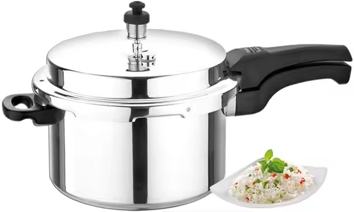 Skytone Pressure Cooker Stainless Steel with Outer Lid, 3 & 5  Litres, Induction and Gas Stove Compatible, Gasket Release System, 5 Years, ISI Certified,