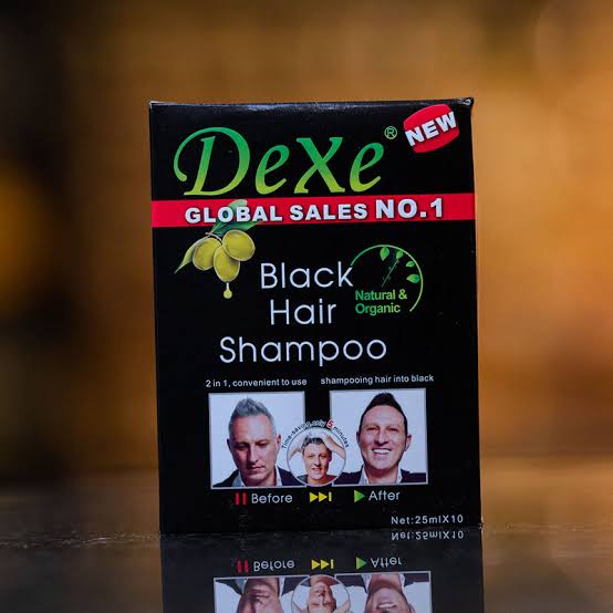 10 Pcs Dexe Black Hair Instant Dye Shampoo - Fast-acting, herbal-based hair dye shampoo - 10 Sachets