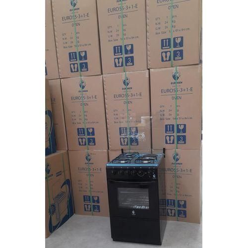 CLEARANCE OFFER Euroken EURO55-3+1-E 50X55 BLACK STANDING COOKER WITH ELECTRIC OVEN