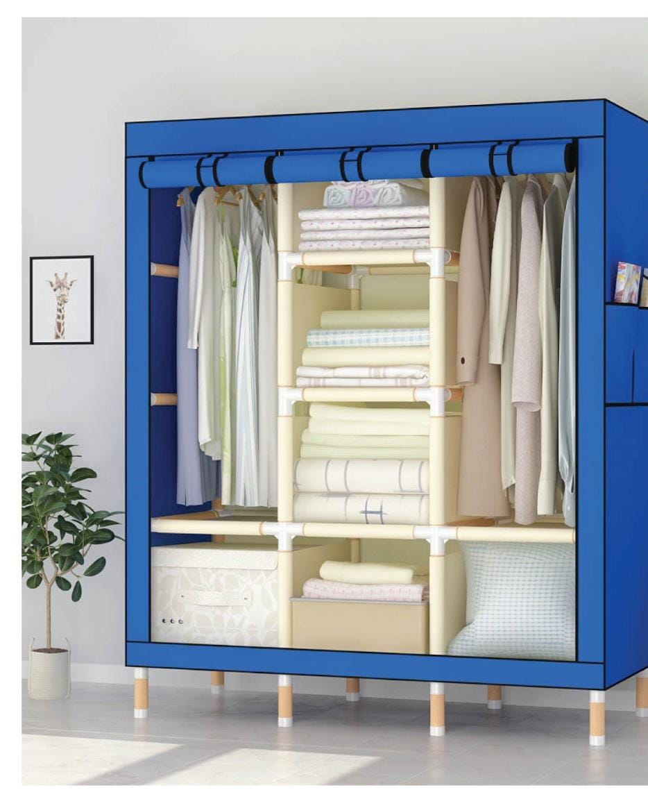 CLEARANCE OFFER High Quality 3 Columns Portable Wooden Wardrobe