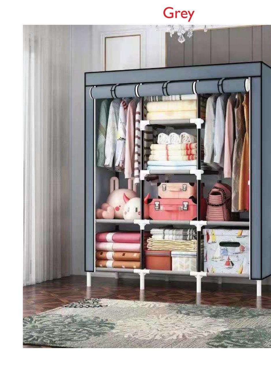 CLEARANCE OFFER High Quality 3 Columns Portable Wooden Wardrobe