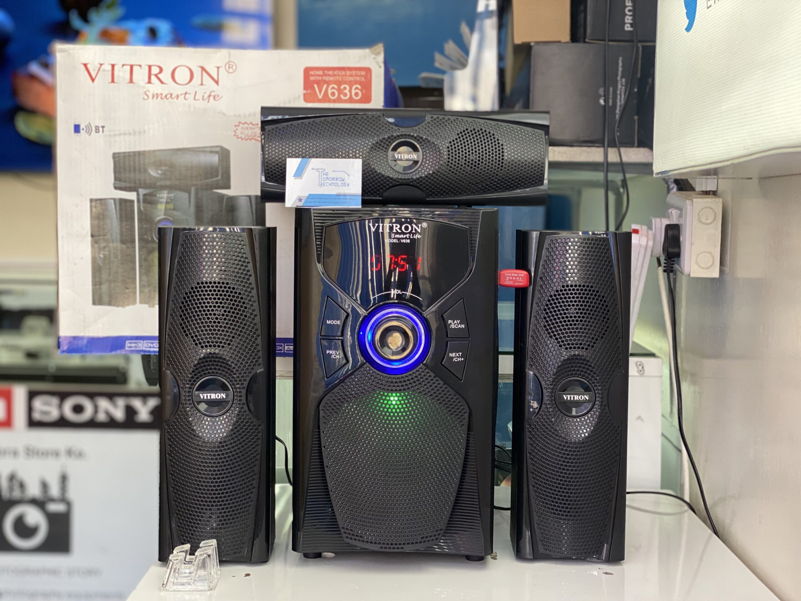 【BIG OFFER】Vitron V636 HOME 2.1CH Multimedia Bluetooth Woofer Speaker System Subwoofer Soundbar BT/USB/SD/FM Subwoofer Home Audilo System Soundbar with Remote Control 9000W V527 Black 9000W v527