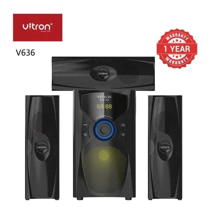 【BIG OFFER】Vitron V636 HOME 2.1CH Multimedia Bluetooth Woofer Speaker System Subwoofer Soundbar BT/USB/SD/FM Subwoofer Home Audilo System Soundbar with Remote Control 9000W V527 Black 9000W v527