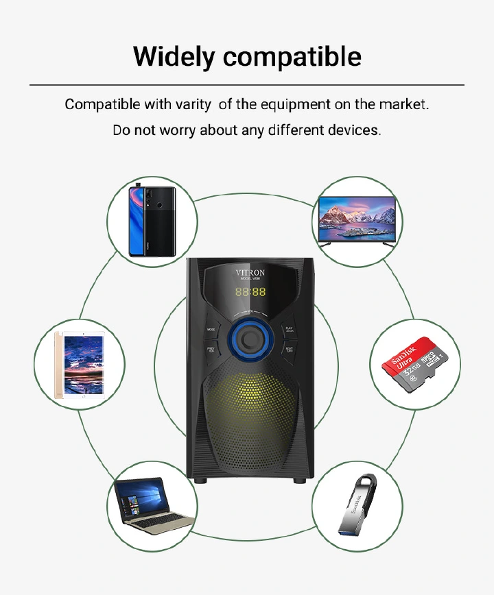 【BIG OFFER】Vitron V636 HOME 2.1CH Multimedia Bluetooth Woofer Speaker System Subwoofer Soundbar BT/USB/SD/FM Subwoofer Home Audilo System Soundbar with Remote Control 9000W V527 Black 9000W v527