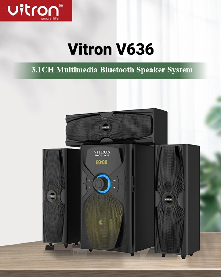 【BIG OFFER】Vitron V636 HOME 2.1CH Multimedia Bluetooth Woofer Speaker System Subwoofer Soundbar BT/USB/SD/FM Subwoofer Home Audilo System Soundbar with Remote Control 9000W V527 Black 9000W v527