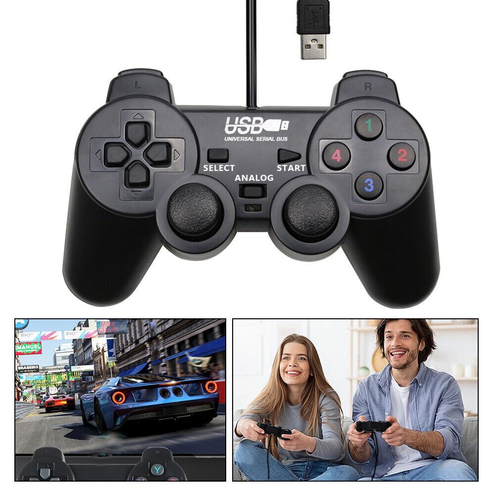 Gamepad Ucom USB Wired PC Gamepad Game Controller Dual Shock Game Pad Joypad Control Laptop PC Computer Gaming Play black FIFA Gamer