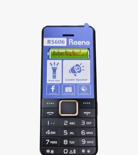 Raeno R5606 Dual sim card 2 sim card slots,Camera, screen display 1.77, Fm Radio kabambe/katululu/mulika mwizi/feature phone.