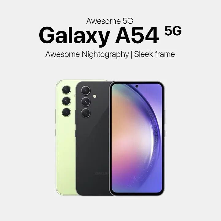 [BRAND NEW]Samsung Galaxy A54 5G 6.4'' 128GB Storage 8GB Ram Super AMOLED, 120Hz, Android 13, upgradable to Android 14, 50MP + 12MP + 5MP Main Camera 32 MP.smart phones