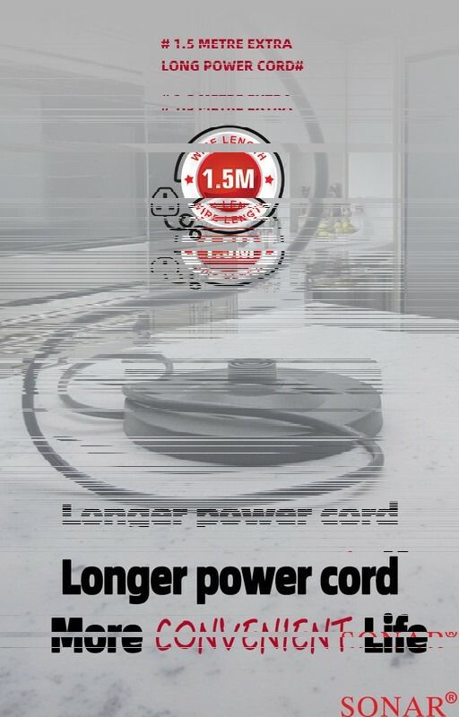 😎👌ELECTRIC KETTLE.😁😋 Sonar 1.8 Litre Electric kettle, stainless steel, 1.5m power cord, 1500 Watts. Built-in boil-dry and overheating protection, Switches itself off once water boils