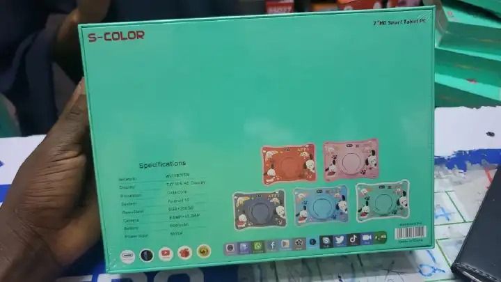S-Color 7" HD Display Smart Tablet PC Male kids 10 Pro 6GB RAM 256GB Storage 13MP+ 8MP Camera Face Unlock 5000mAh Battery TABLETS
