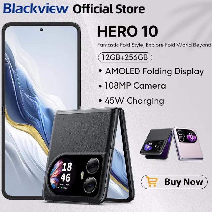 [NEW IN MARKET] Blackview Hero 10 256 GB ROM 12GB RAM Foldable AMOLED 6.9 inches Android 13, Mediatek Helio G99 (6 nm) Octa-core BACK CAMERA 108 MP / 32 MP FRONT CAMERA 4000 mAh Fingerprin SMARTPHONES