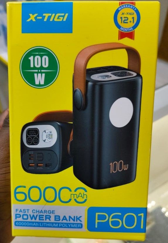 [HIGH QUALITY] X-TIGI 60000 mAH 100 Watts  P601 FAST CHARGER POWERBANK 60000mAH LITHIUM POLYMER portable powerstation 3USB PORTS (2) c to c ports  fast charging powerbank