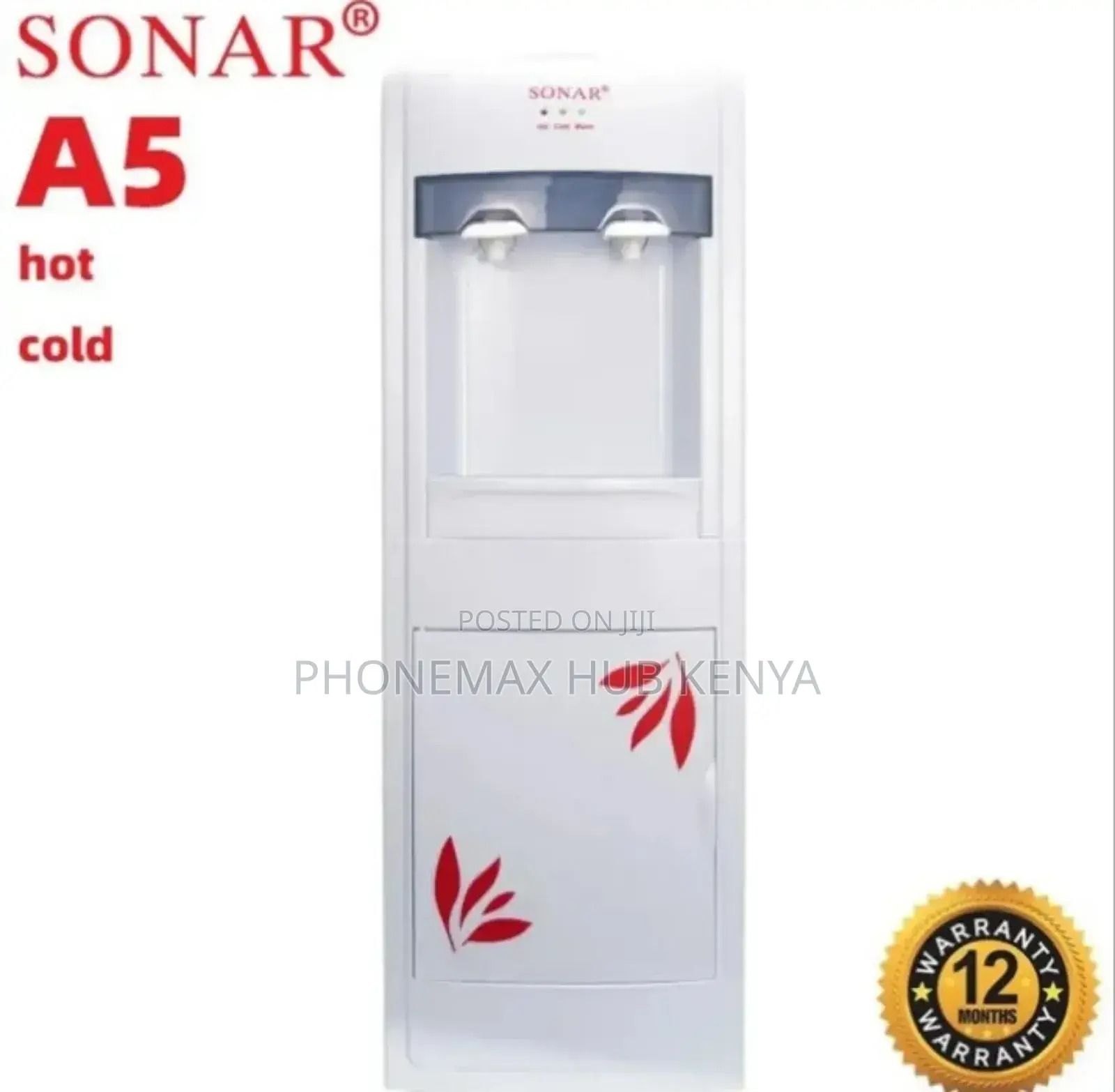 NEW ARRIVAL] Sonar A5C Hot and Cold Water Dispenser 2 Faucets , Storage cabinet in the bottom, Silicon pipes and Stainless steel tank for hygienic water. Low power consumption, Overheat Protection.