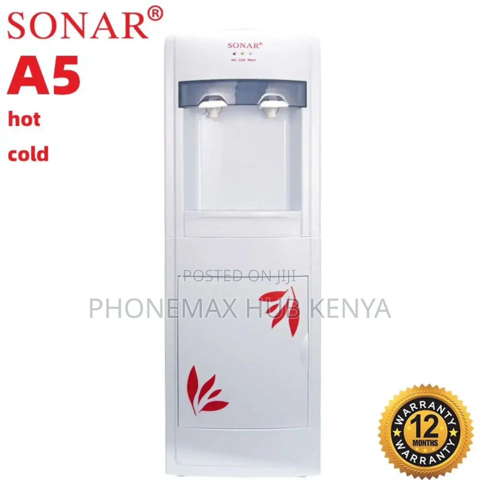 NEW ARRIVAL] Sonar A5C Hot and Cold Water Dispenser 2 Faucets , Storage cabinet in the bottom, Silicon pipes and Stainless steel tank for hygienic water. Low power consumption, Overheat Protection.