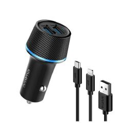 Oraimo Original Car Charger2 in 1 cable  Highway OCC-21D 18W Fast Charging Music Playing,FM Player, Dual USB Smart Modulator