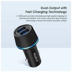 Oraimo Original Car Charger2 in 1 cable  Highway OCC-21D 18W Fast Charging Music Playing,FM Player, Dual USB Smart Modulator