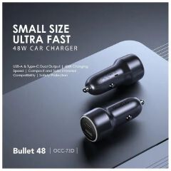 [TOP SELLER] Small size Ultra Fast Bullet 48 OCC - 73D  Type C and Dual output 48 Watts charging output car charger