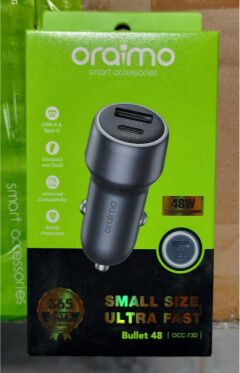 [TOP SELLER] Small size Ultra Fast Bullet 48 OCC - 73D  Type C and Dual output 48 Watts charging output car charger