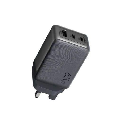 [ORIGINAL] ORAIMO 65W All In One Charger 2 type c ports 1 type A out port Gan build QC&PD& PE Fast Charge Support Laptop Charging Automobile charger