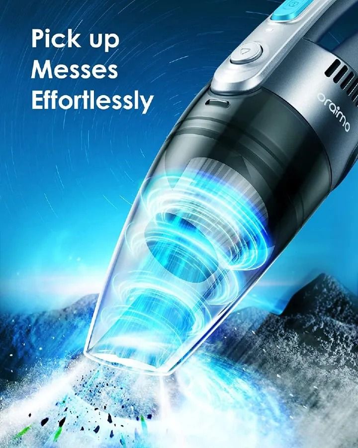oraimo UltraCleaner H2 Handheld Cordless Vacuum Car Vacuum Cleaner Rechargeable 3.5H Fast Charge for Home Car Upholstery Pet Hair Dust Gravel Crumbs Cleaning Portable Car Vacuum Cleaner Super Suction