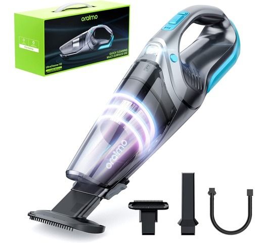 oraimo UltraCleaner H2 Handheld Cordless Vacuum Car Vacuum Cleaner Rechargeable 3.5H Fast Charge for Home Car Upholstery Pet Hair Dust Gravel Crumbs Cleaning Portable Car Vacuum Cleaner Super Suction