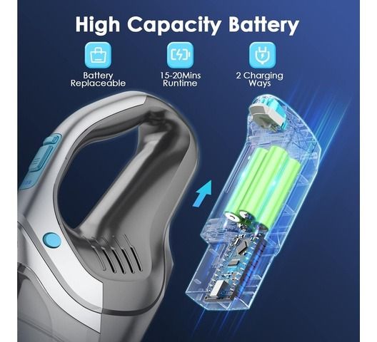 oraimo UltraCleaner H2 Handheld Cordless Vacuum Car Vacuum Cleaner Rechargeable 3.5H Fast Charge for Home Car Upholstery Pet Hair Dust Gravel Crumbs Cleaning Portable Car Vacuum Cleaner Super Suction