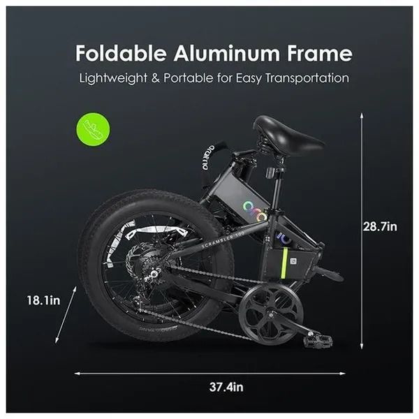 Discounted Deals!! Oraimo Electric Bike(Scrambler 100)-750W Brushless Motor,48V 11.6Ah Li-ion Battery,Foldable Design,Shock Absorbers, Adjustable Leather Saddle,7-Speed Gear,Digital LCD Display-E-Bike