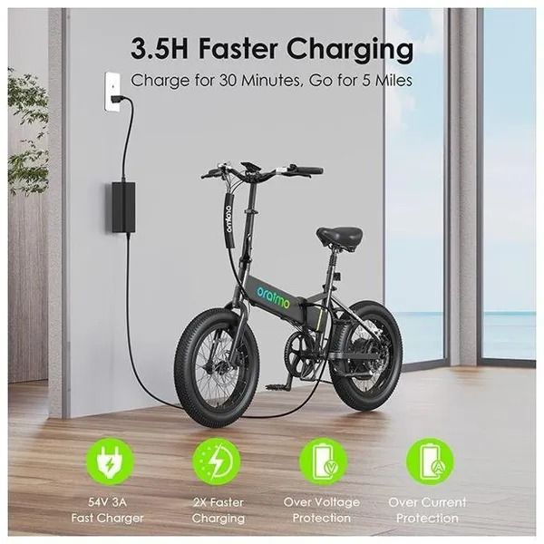 Discounted Deals!! Oraimo Electric Bike(Scrambler 100)-750W Brushless Motor,48V 11.6Ah Li-ion Battery,Foldable Design,Shock Absorbers, Adjustable Leather Saddle,7-Speed Gear,Digital LCD Display-E-Bike