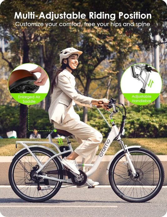 Discounted Deals!! Oraimo Electric Bike 350W Brushless Motor,48V 11.6Ah Li-ion Battery,Foldable Design,Shock Absorbers, Adjustable Leather Saddle,7-Speed Gear,Digital LCD Display-E-Bike