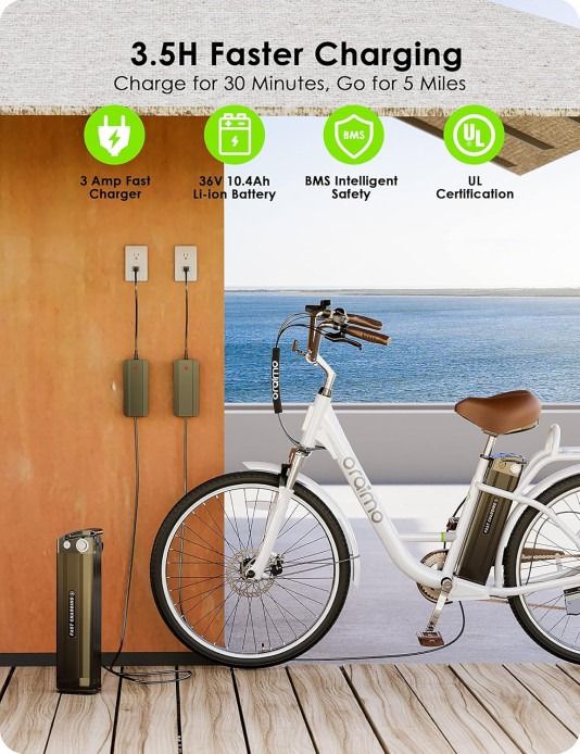 Discounted Deals!! Oraimo Electric Bike 350W Brushless Motor,48V 11.6Ah Li-ion Battery,Foldable Design,Shock Absorbers, Adjustable Leather Saddle,7-Speed Gear,Digital LCD Display-E-Bike