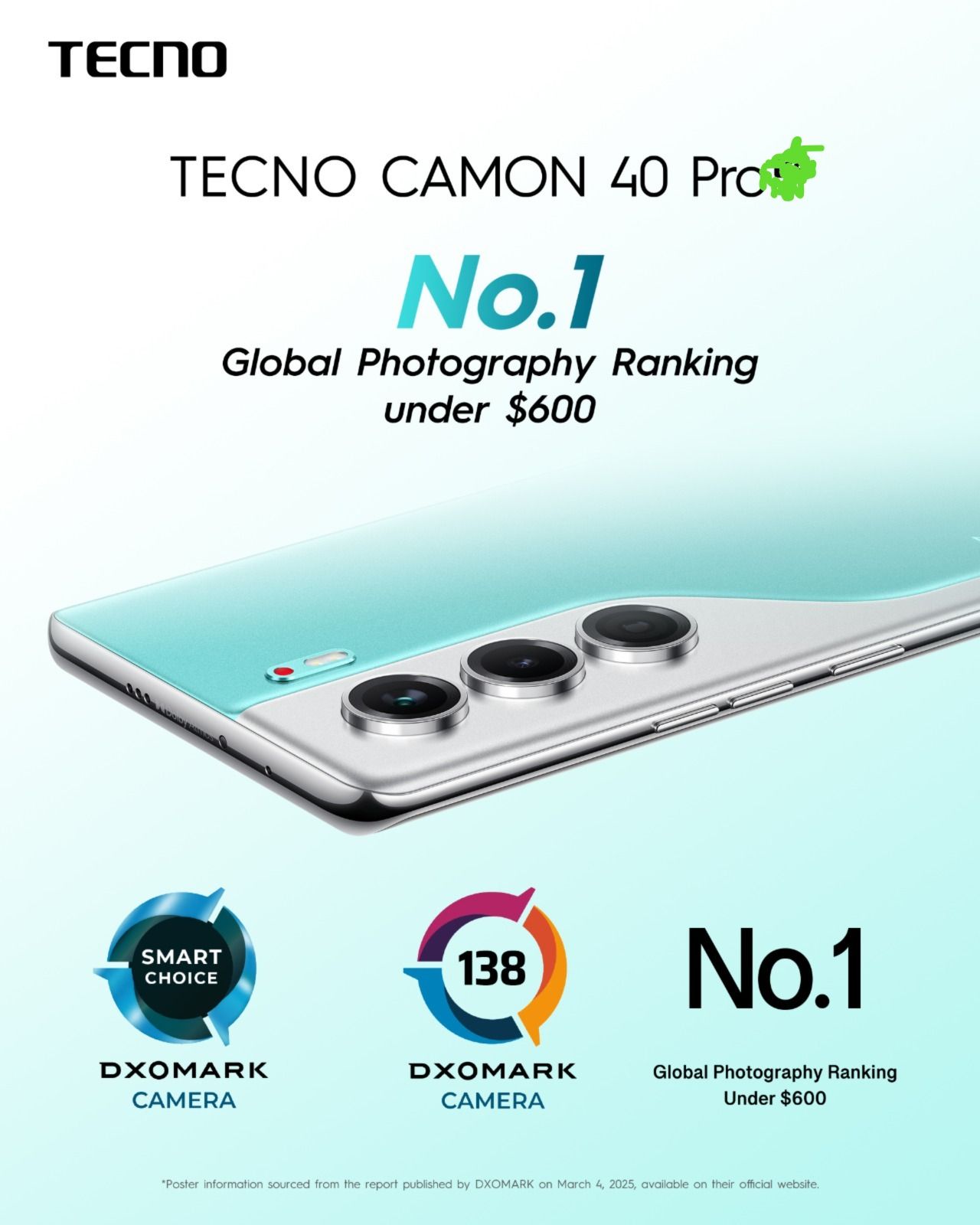 TECNO CAMON 40 Pro Curved 6.78” AMOLED 120 Hz Screen 256GB ROM + 16GB RAM* (8GB + 8GB Extended) 5200 mAh Battery 50 MP Camera Android 15 Tecno AI Smart Phone