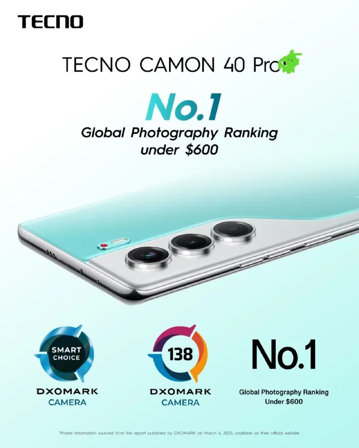 TECNO CAMON 40 Pro Curved 6.78” AMOLED 120 Hz Screen 256GB ROM + 16GB RAM* (8GB + 8GB Extended) 5200 mAh Battery 50 MP Camera Android 15 Tecno AI  with free gifts Smart Phone