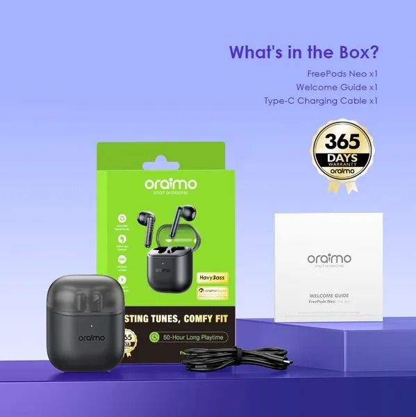 (TECH WEEK OFFER} Oraimo FreePods Lite MODEL OTW-330 S ENC 50-hour Playtime Havybass True Wireless Earbuds With APP control Bluetooth earphone Neo True Wireless Earbuds