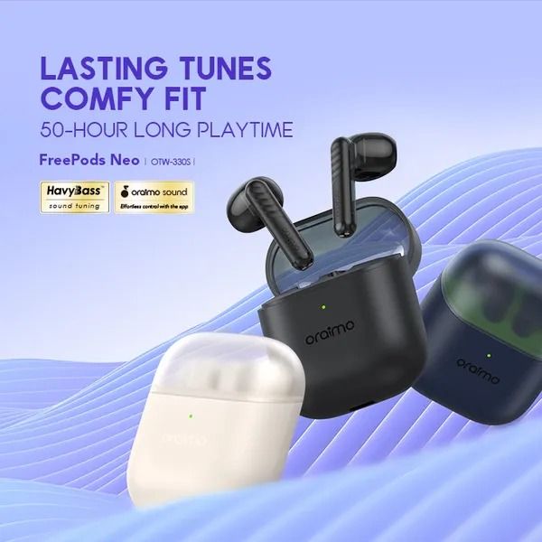 (TECH WEEK OFFER} Oraimo FreePods Lite MODEL OTW-330 S ENC 50-hour Playtime Havybass True Wireless Earbuds With APP control Bluetooth earphone Neo True Wireless Earbuds