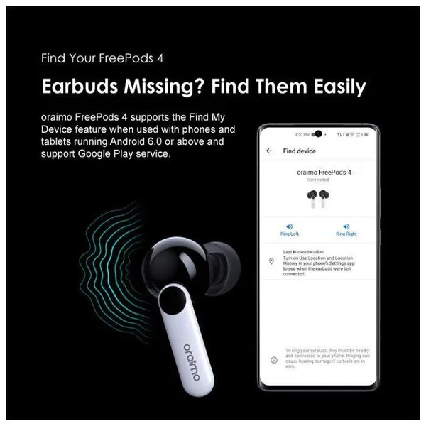 Oraimo OTW-630 SpaceBuds Hybrid ANC True Wireless Earbuds oraimo SpaceBuds Hybrid ANC True Wireless Earbuds Customized Voice Prompt