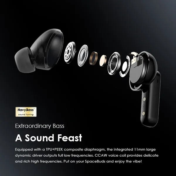 Oraimo OTW-630 SpaceBuds Hybrid ANC True Wireless Earbuds oraimo SpaceBuds Hybrid ANC True Wireless Earbuds Customized Voice Prompt