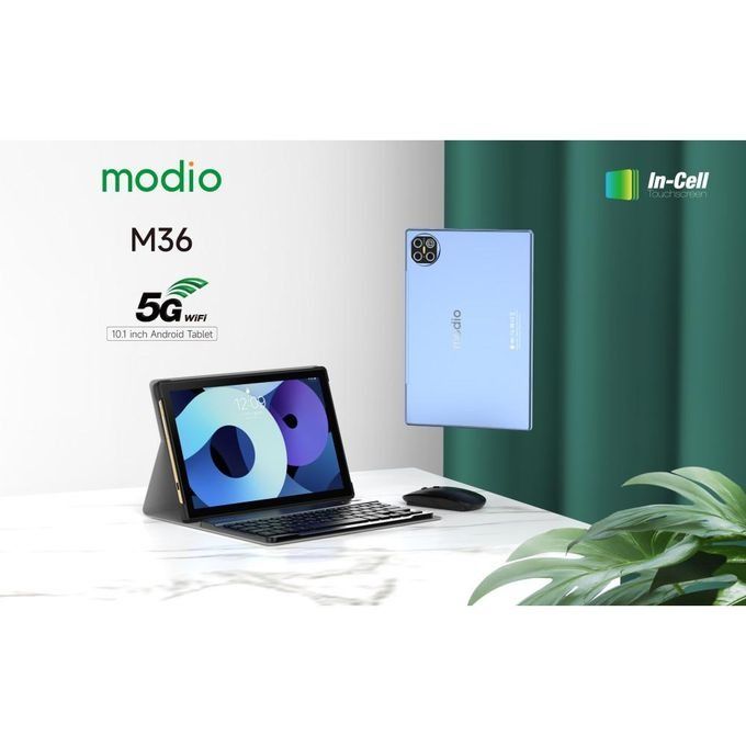 Modio M36 Android Tablet PC 12GB RAM 512GB ROM virtual storage 10.1 Inches In Cell Display, Dual Sim, Dual cameras, Wireless Keyboard and Mouse, Flip case cover