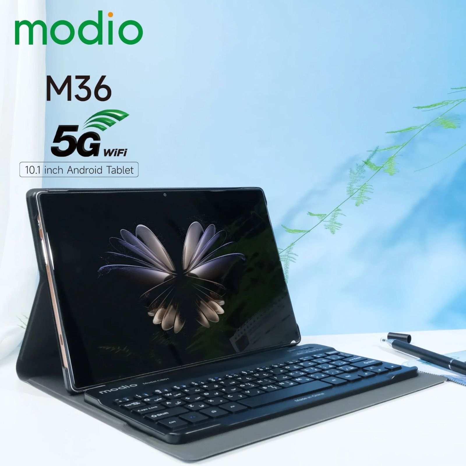 Modio M36 Android Tablet PC 12GB RAM 512GB ROM virtual storage 10.1 Inches In Cell Display, Dual Sim, Dual cameras, Wireless Keyboard and Mouse, Flip case cover