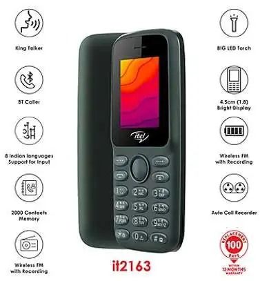 New itel 2163 1.8" Display Wireless FM Dual SIM Opera Mini Bright Torch Kabambe katululu button feature Phone