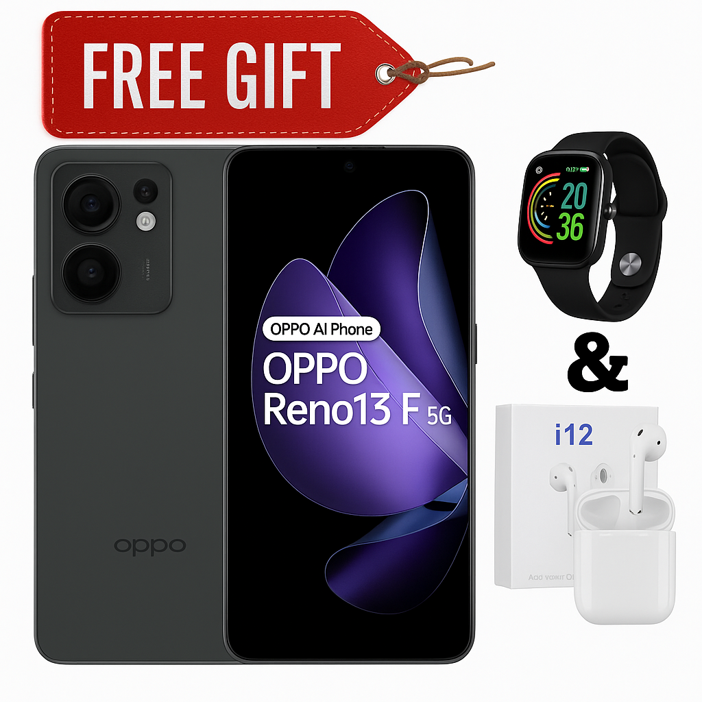 [NEW ARRIVAL] Oppo Reno13 F 5G 256GB ROM 8 GB RAMAndroid 15  Octa-core 5800 mAh 50 MP main camera 32 MP selfie camera Snapdragon 6 Gen 1 (4 nm) SMARTPHONES + FREE GIFTS ( AIRPODS + SMART WATCH)