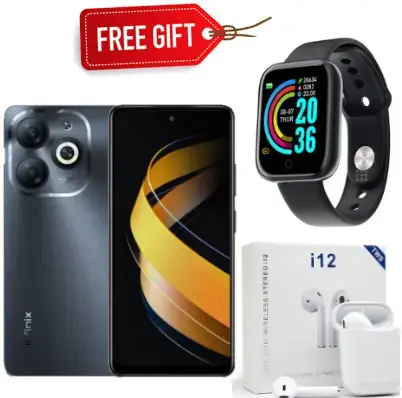 Infinix Smart 8 6.6" 3GB RAM/64GB ROM Android 13 SMARTPHONE  13MP Dual Camera 8MP SELFIE  Dual sim 5000mAh Smartphones COMES WITH FREE GIFTS ( AIRPODS + SMART WATCH) FOR YOU