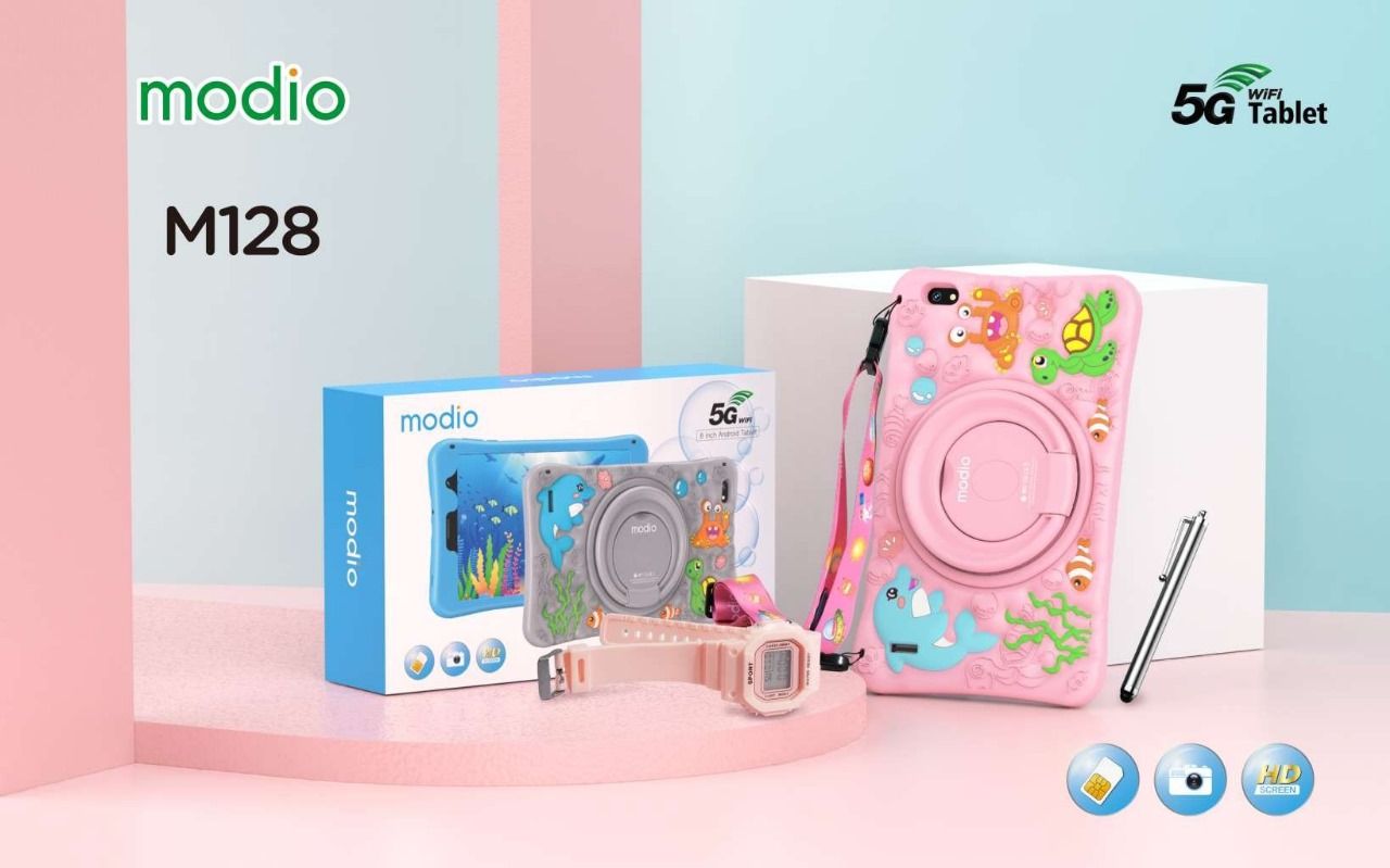 NEW Modio  M128 KIDS STUDY TABLET 8INCH 256GB/6GB 4000MAH 5G SIMCARD SLOT WITH SILICONE COVER android Tablet