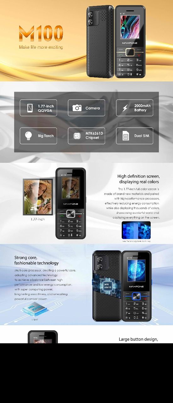 [ NEW ARRIVAL ] Maxfone M100 1.77 inch display 6MNO large buttons MTK 6261D 2000MAh battery with bright torch dual sim high fidelity large audio system  featured phones
