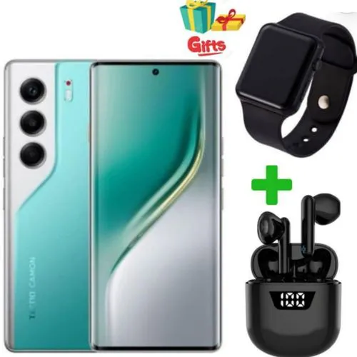 TECNO CAMON 40 Pro Curved 6.78” AMOLED 120 Hz Screen 256GB ROM + 16GB RAM* (8GB + 8GB Extended) 5200 mAh Battery 50 MP Camera Android 15 Tecno AI  with free gifts Smart Phone