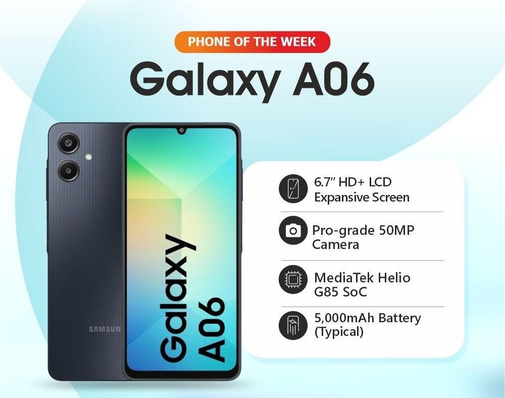 New Arrival Samsung Galaxy A06 128GB+4GB 50MP Camera 6.7" 90Hz MTK Helio G85 (12nm) 5000mAh 25W Type-C Charge Android 14 Smart Phones Side Fingerprint Unlock phone