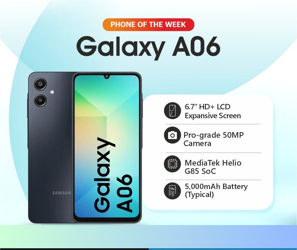 New Arrival Samsung Galaxy A06 128GB+4GB 50MP Camera 6.7" 90Hz MTK Helio G85 (12nm) 5000mAh 25W Type-C Charge Android 14 Smart Phones Side Fingerprint Unlock phone